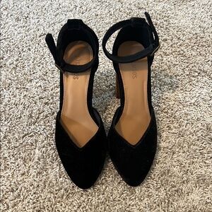 Soludos Velvet Black Heeled Shoes